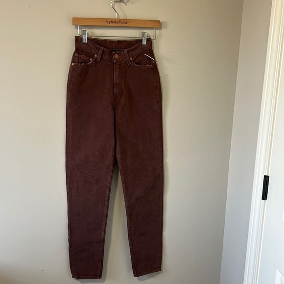 MOTHER SNACKS Twizzy Jean Skimp French Toast High Waist Brown Sz 23 NEW - Picture 4 of 13